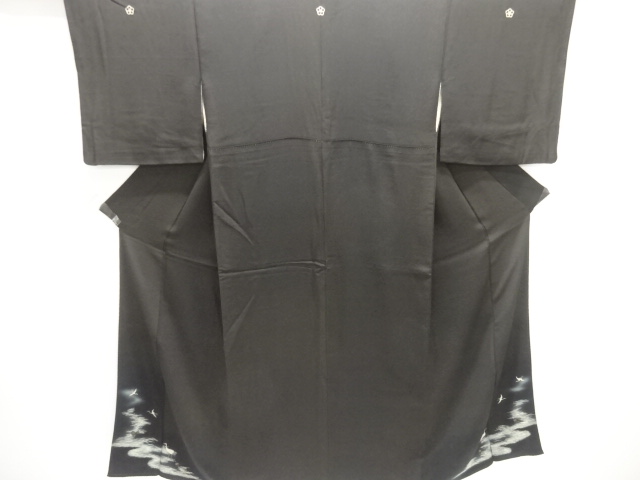 JAPANESE KIMONO / ANTIQUE TOMESODE / SILK / EMBROIDERY / KINSHA / CRANE